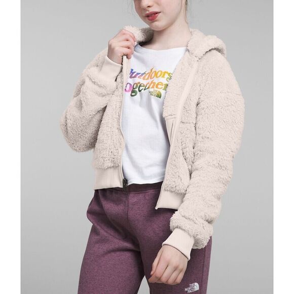 The North Face Suave Oso NF0A84N4N3N Jacket Girls White Hooded Full Zip CLO440 - Picture 1 of 10